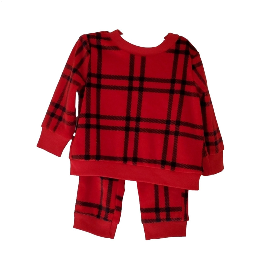 🌼NEW Super Cute & Soft Red and Black Plaid Outfit Size 3-6M
